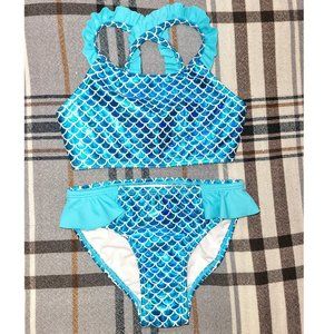 Blue Mermaid Girl Two-Piece Swimsuit, 5